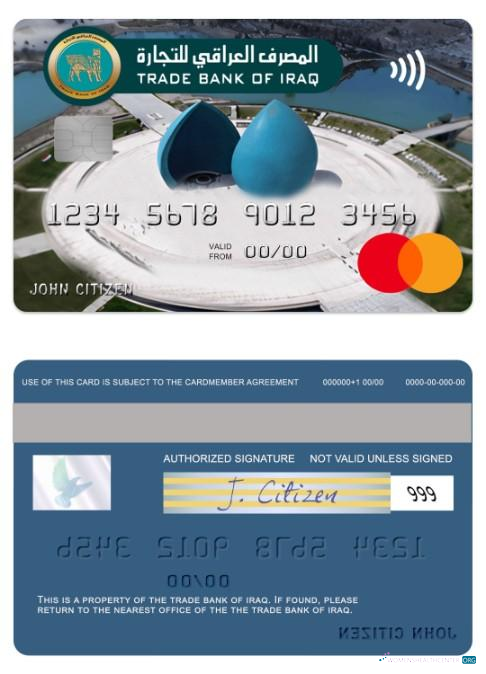 Download Iraq Trade Bank of Iraq mastercard Photoshop template
